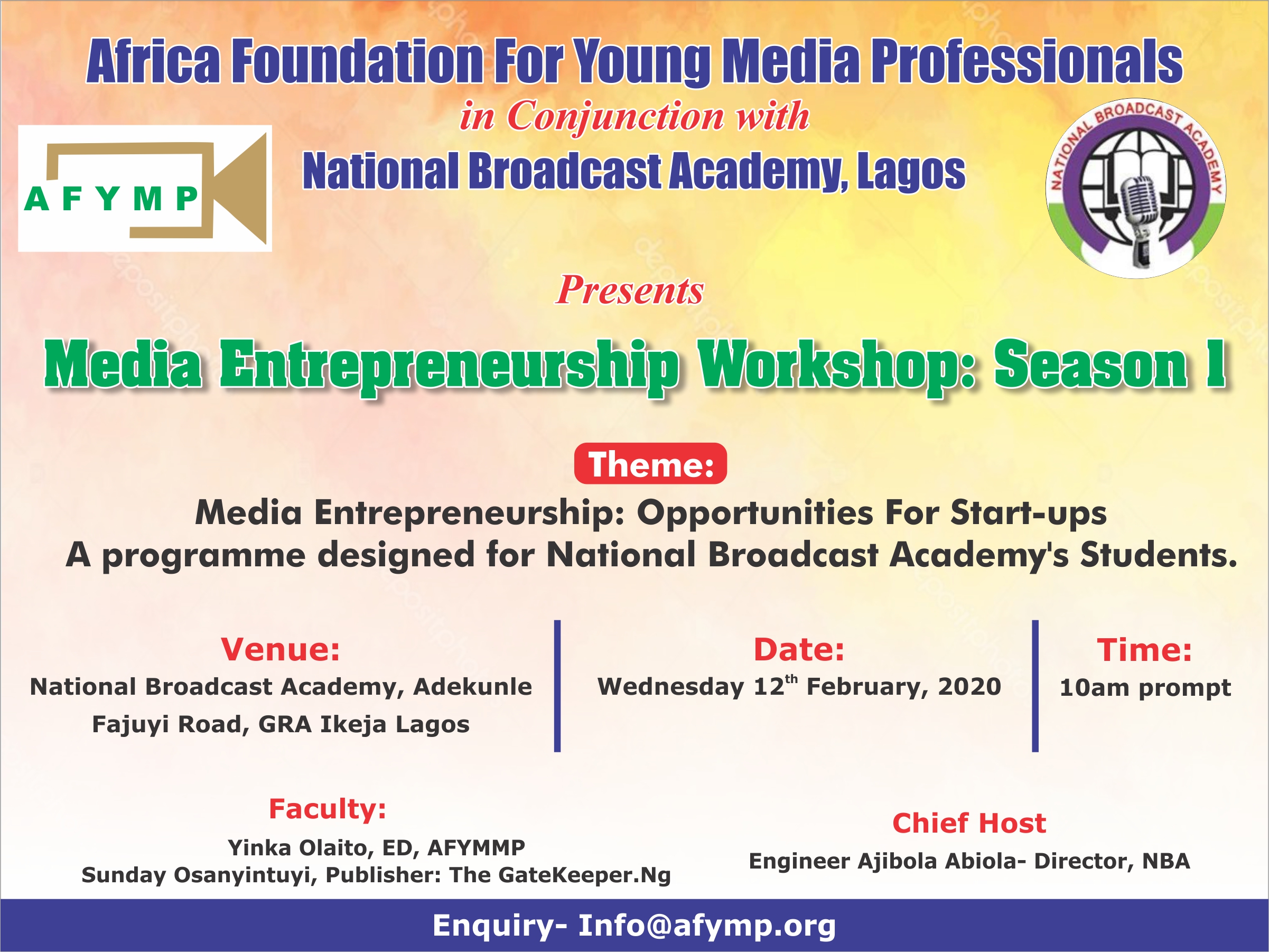 Media entreprenuership, AFYMP organizes Media entreprenuership workshop for National Broadcast Avademy Lagos Nigeria.jpg